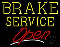 Yellow Brake Service Open Neon Sign