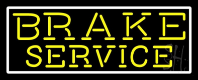 Yellow Brake Service With Border Neon Sign