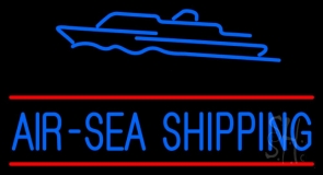 Blue Air Sea Shipping Red Double Line Neon Sign