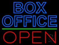 Blue Box Office Open Neon Sign