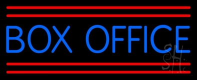 Blue Box Office Red Double Lines Neon Sign