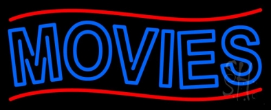 Blue Double Stroke Movies Block Neon Sign