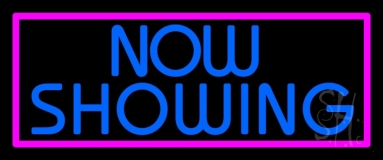 Blue Now Showing Neon Sign