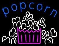 Blue Popcorn Logo Neon Sign