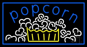 Blue Popcorn With Border Neon Sign
