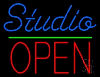 Blue Studio Red Open 3 Neon Sign