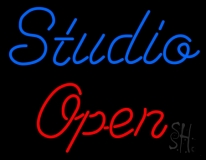 Blue Studio Red Open Neon Sign