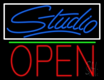 Blue Studio With Open 1 Neon Sign