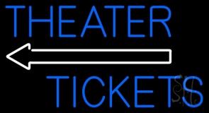 Blue Theatre Tickets With Arrow Neon Sign