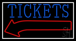 Blue Tickets With Red Arrow Neon Sign