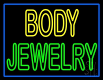 Body Jewelry Blue Border Neon Sign