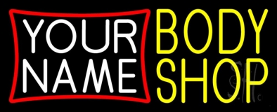 Custom Body Shop With Border Neon Sign