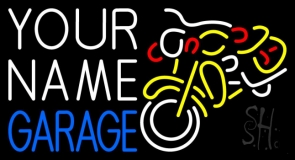 Custom Garage With Bike Logo 2 Neon Sign