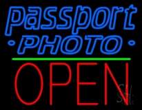 Double Storke Blue Passport Open Green Line Neon Sign