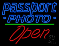 Double Storke Blue Passport Green Line Open Neon Sign