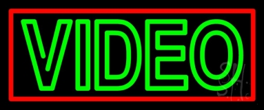 Double Stroke Green Video Neon Sign
