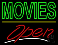 Double Stroke Movies Open Neon Sign
