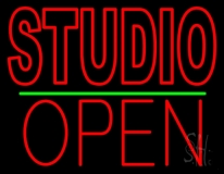 Double Stroke Red Studio With Open 1 Neon Sign