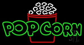 Green Pop Corn Logo Neon Sign