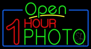 One Hour Photo Open Neon Sign