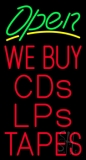 Open We Buy Cds Lps Tapes Neon Sign
