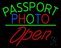 Passport Multi Color Photo With Open 2 Neon Sign