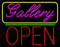 Pink Cursive Gallery With Open 1 Neon Sign
