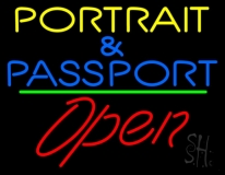 Portrait And Passport With Open 2 Neon Sign