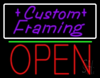 Purple Custom Framing With Open 1 Neon Sign