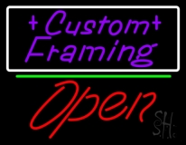 Purple Custom Framing With Open 2 Neon Sign