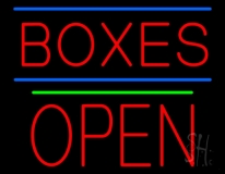 Red Boxes Open Block Green Line Neon Sign