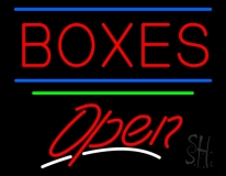 Red Boxes Open Green Line Neon Sign