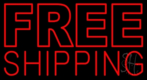 Red Free Shipping Block Neon Sign