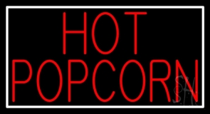 Red Hot Popcorn With Border Neon Sign