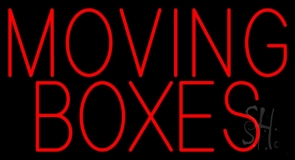 Red Moving Boxes Block Neon Sign