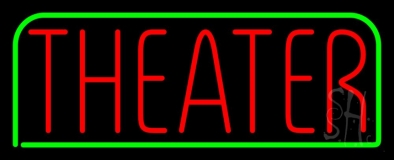 Red Theater Green Border Neon Sign