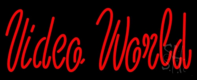 Red Video World Neon Sign