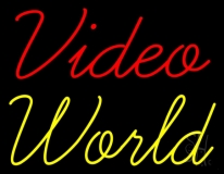 Red Video Yellow World Neon Sign