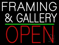 White Framing And Gallery With Open 1 Neon Sign