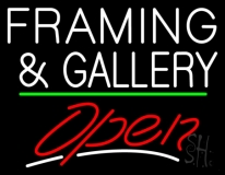 White Framing And Gallery With Open 2 Neon Sign