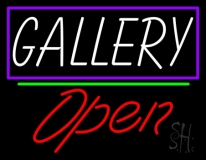 White Gallery With Border Open 2 Neon Sign