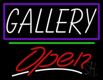 White Gallery With Border Open 3 Neon Sign