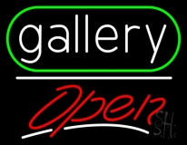 White Letters Gallery With Open 3 Neon Sign