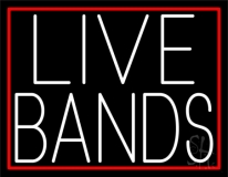 White Live Bands 3 Neon Sign
