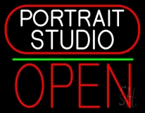 White Portrait Studio Open 1 Neon Sign