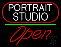 White Portrait Studio Open 2 Neon Sign