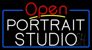 White Portrait Studio Open 4 Neon Sign