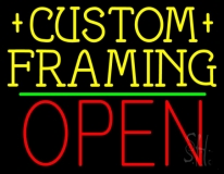 Yellow Custom Framing Open 1 Neon Sign