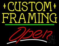 Yellow Custom Framing Open 3 Neon Sign