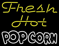 Yellow Fresh Hot White Popcorn Neon Sign